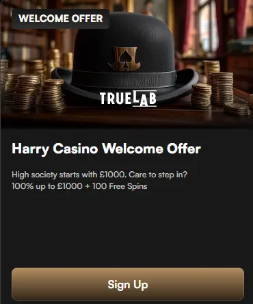 Harrys Casino welcome bonus banner